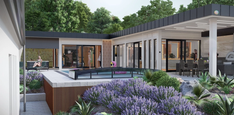 Luxusní venkovní saunový dům