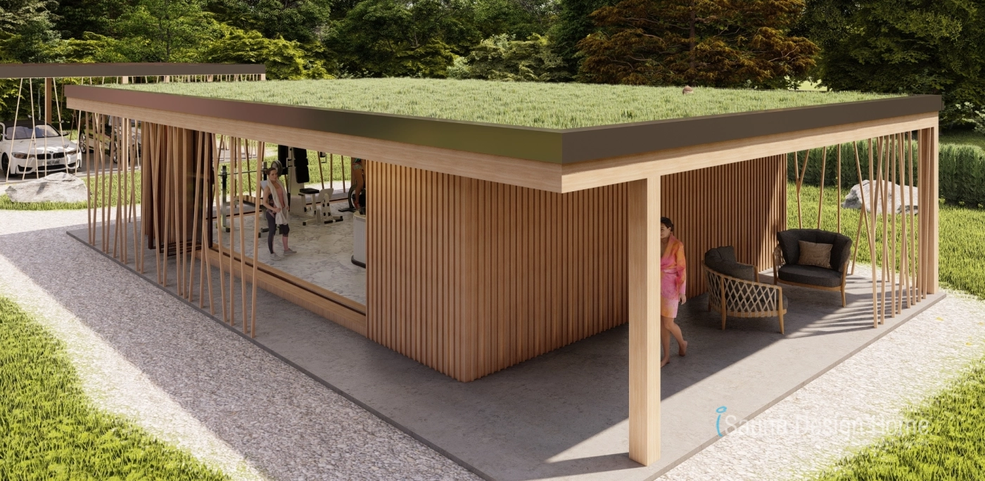 Sauna se zelenou střechou