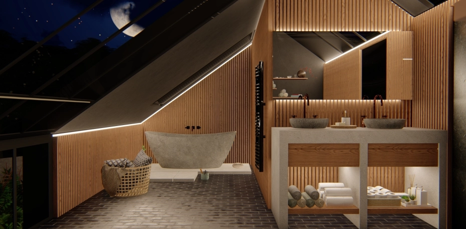 Stínidla z masivu, dřevěné obložení