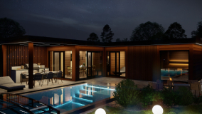 Saunový dům v noci