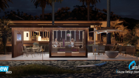 Saunový domek s přístřeškem a TV