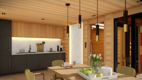 Kuchyně, jídelna a průchozí prostor