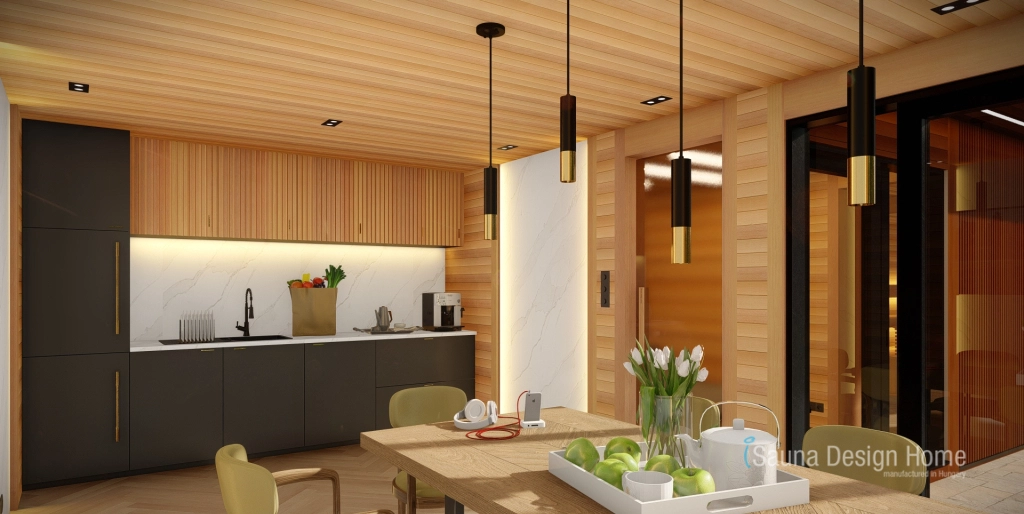 Kuchyně, jídelna a průchozí prostor