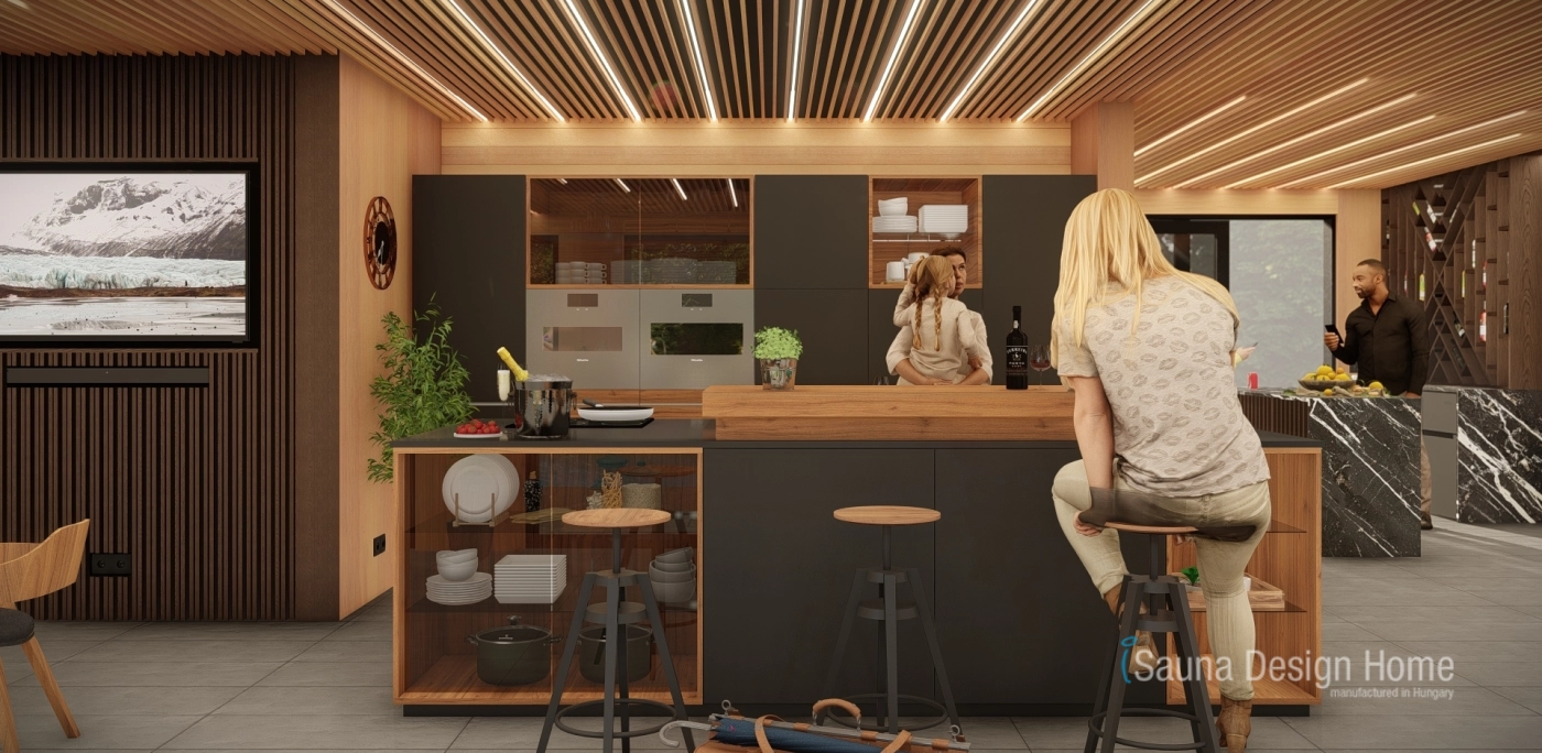 Sauna s barovým pultem