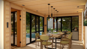 Jídelna s posuvnými dveřmi