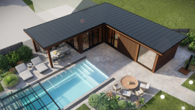 Pohled shora na venkovní saunový dům